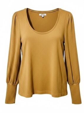 MADEWELL harvest gold lightweight sweater ruched long sleeves size Small